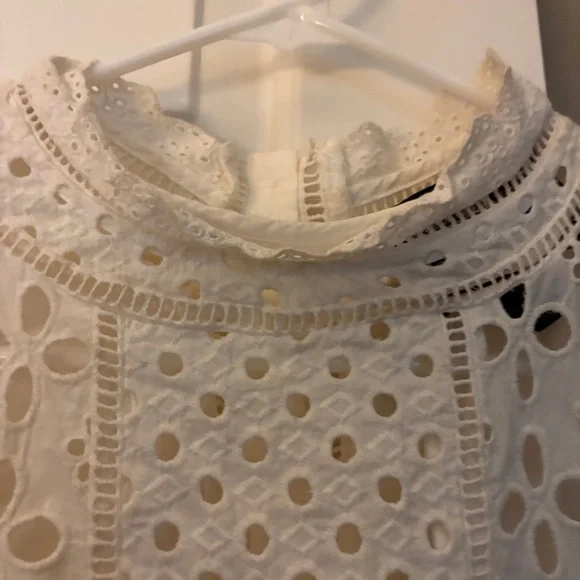 Anthropologie James Coviello White Lace Blouse Sz S EUC - Picture 7 of 10